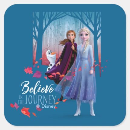 Frozen 2 Elsa Anna Olaf Believe Square Sticker