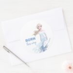 Frozen 2 Elsa Watercolor Illustration Classic Round Sticker