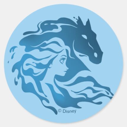 Frozen 2 Elsa The Nokk Watercolor Silhouette Classic Round Sticker
