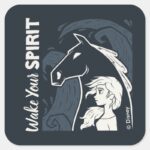 Frozen 2 Elsa The Nokk Woodcut Graphic Square Sticker