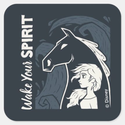 Frozen 2 Elsa The Nokk Woodcut Graphic Square Sticker