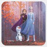 Frozen 2 Anna Elsa Olaf Square Sticker