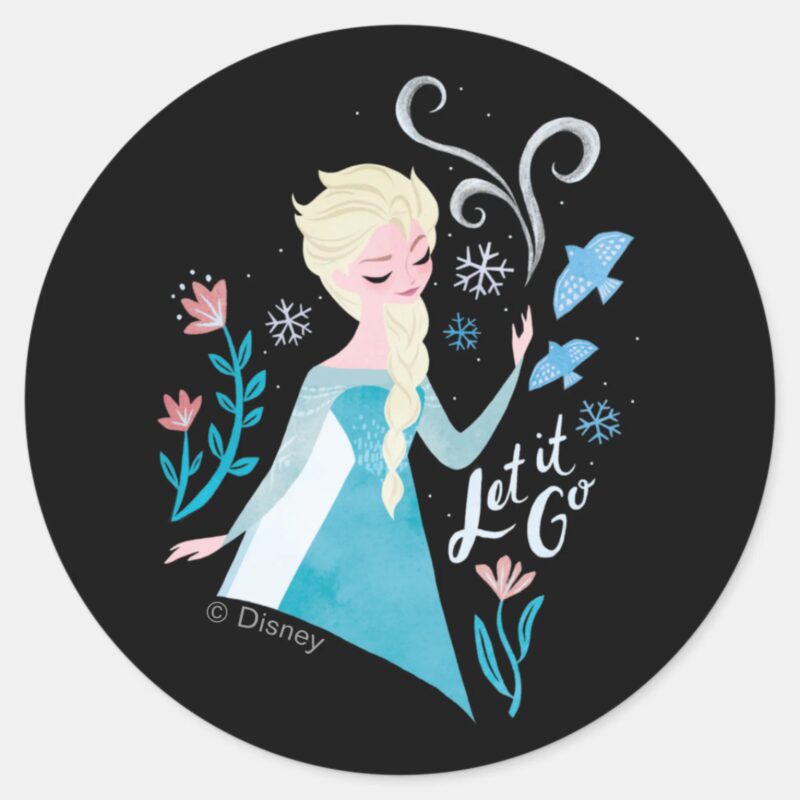 Frozen 2 Elsa Let It Go Watercolor Classic Round Sticker