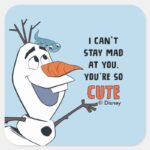 Frozen 2 Olaf Bruni I Cant Stay Mad At You Square Sticker