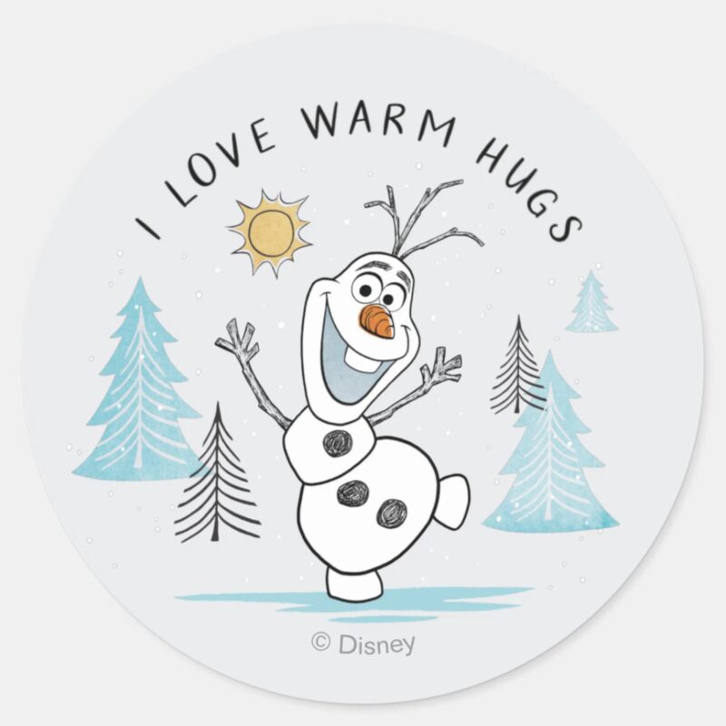 Frozen 2 Olaf I Love Warm Hugs Sketch Classic Round Sticker