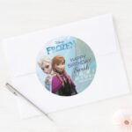Frozen Elsa And Anna Birthday Classic Round Sticker