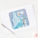 Frozen Elsa And Olaf Icy Glow Square Sticker