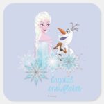 Frozen Elsa And Olaf Square Sticker