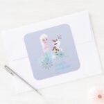 Frozen Elsa And Olaf Square Sticker