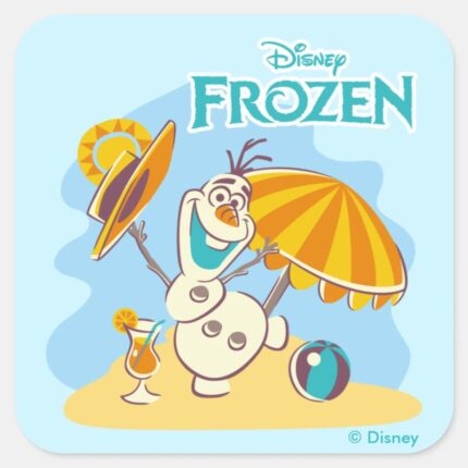 Frozen Olaf Playing On The Beach Square Sticker