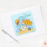 Frozen Olaf Playing On The Beach Square Sticker