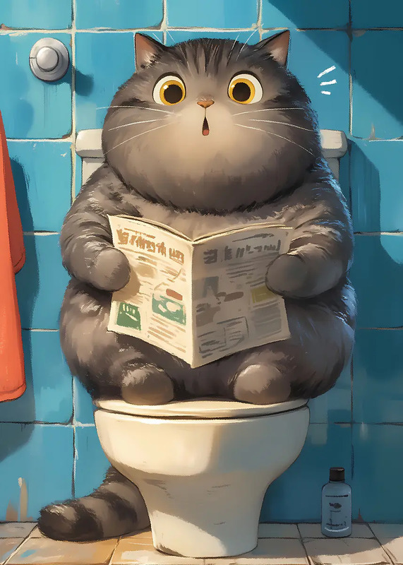 Funny Toilet Cat Poster