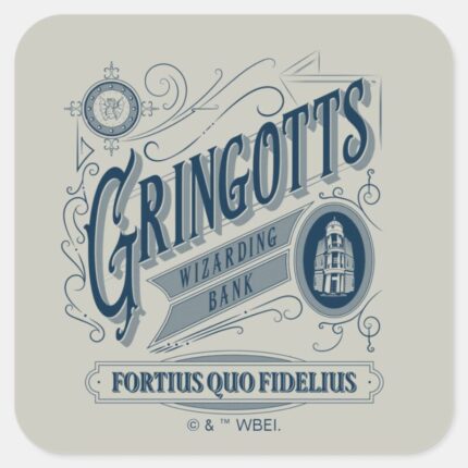 GRINGOTTS Wizarding Bank Vintage Graphic Square Sticker