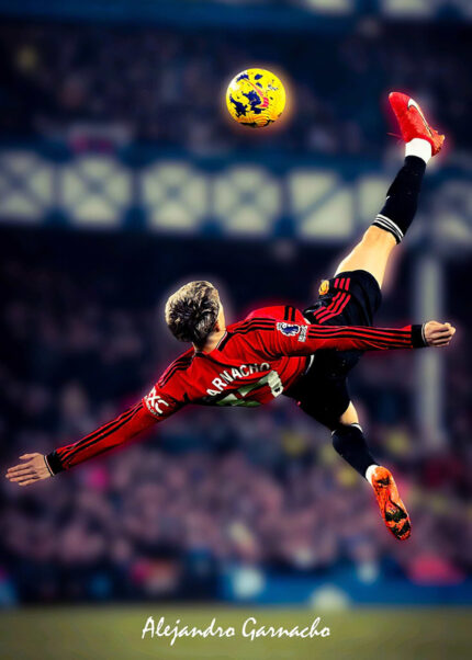 Garnacho Bicycle Kick Football Poster