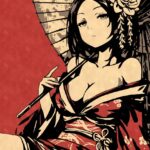 Geisha With Umbrella Poster