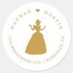 Gold Cinderella Fairy Tale Wedding Classic Round Sticker