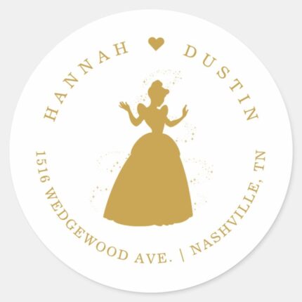 Gold Cinderella Fairy Tale Wedding Classic Round Sticker