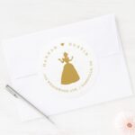 Gold Cinderella Fairy Tale Wedding Classic Round Sticker