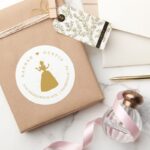 Gold Cinderella Fairy Tale Wedding Classic Round Sticker