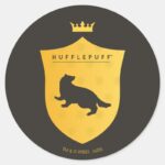 Gold HUFFLEPUFF™ Crowned Crest Classic Round Sticker