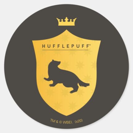 Gold HUFFLEPUFF™ Crowned Crest Classic Round Sticker