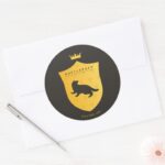 Gold HUFFLEPUFF™ Crowned Crest Classic Round Sticker