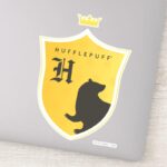 Gold HUFFLEPUFF™ Outlined Crowned Crest Sticker