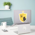 Gold HUFFLEPUFF™ Outlined Crowned Crest Sticker