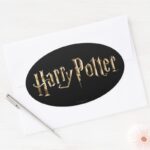 Gold Harry Potter Logo Oval Sticker