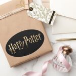 Gold Harry Potter Logo Oval Sticker