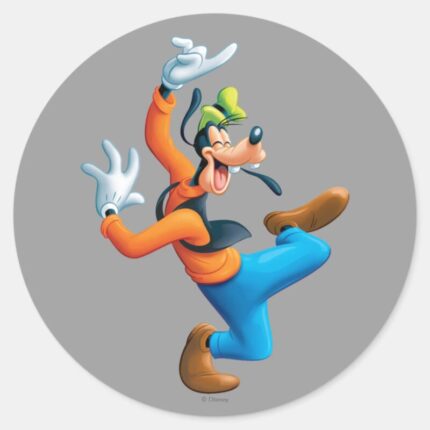 Goofy Dancing Classic Round Sticker