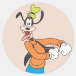 Goofy Excited Classic Round Sticker
