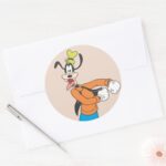 Goofy Excited Classic Round Sticker