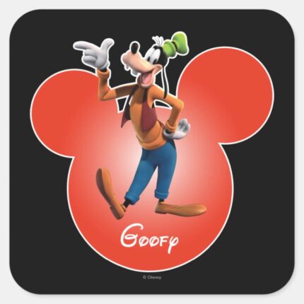Goofy Mickey Head Icon Square Sticker