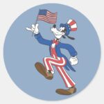 Goofy Patriotic Classic Round Sticker