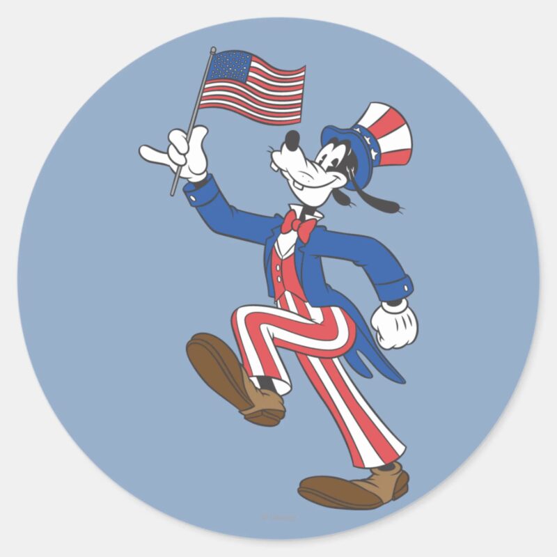 Goofy Patriotic Classic Round Sticker