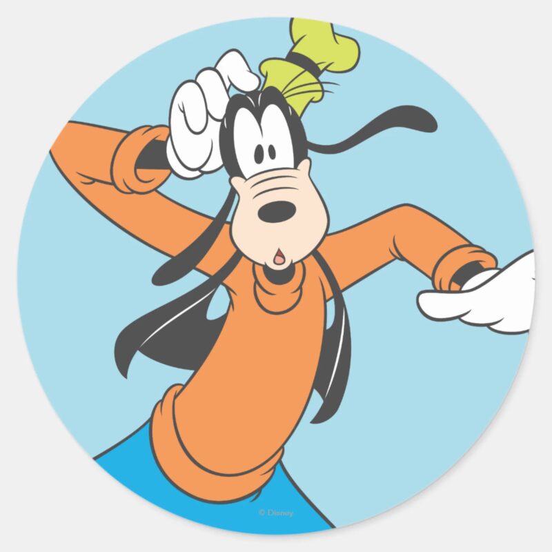 Goofy Scratching Head Classic Round Sticker