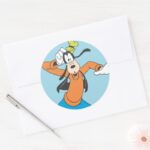 Goofy Scratching Head Classic Round Sticker