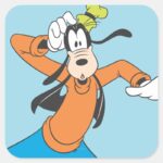 Goofy Scratching Head Square Sticker
