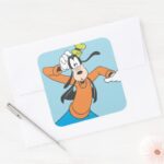 Goofy Scratching Head Square Sticker