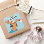 Goofy Scratching Head Square Sticker