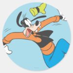 Goofy Slipping Classic Round Sticker