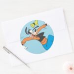 Goofy Slipping Classic Round Sticker