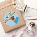 Goofy Slipping Classic Round Sticker