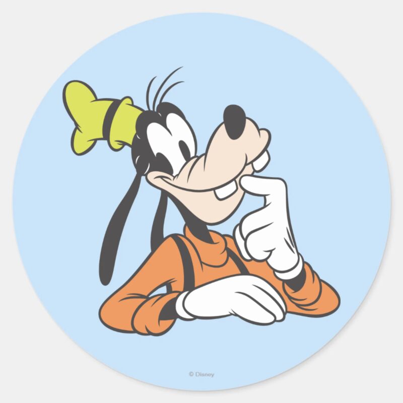 Goofy Thinking Classic Round Sticker Goofy Thinking Classic Round Sticker