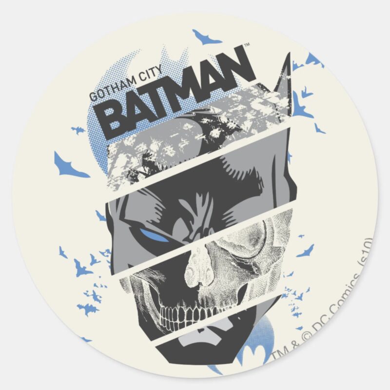 Gotham City Batman Skull Collage Classic Round Sticker Gotham City Batman Skull Collage Classic Round Sticker