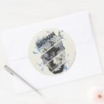 Gotham City Batman Skull Collage Classic Round Sticker
