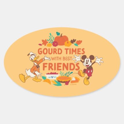 Gourd Times With Donald And Mickey Oval Sticker