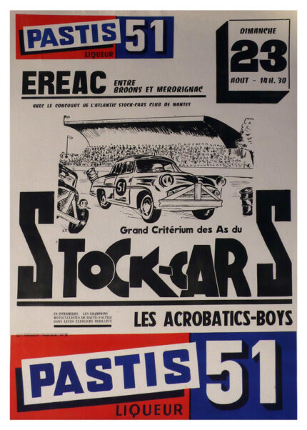 Grand Criterium Stock Cars Pastis 51 Ereac Nantes 23 Aout 1960s Poster