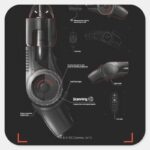 Grappling Gun Diagram Square Sticker